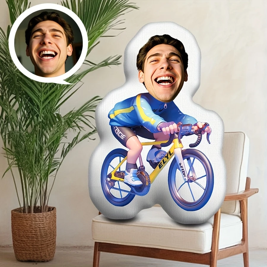 1pc of DIY Creative Custom Bicycle Race Pillow, Customizable for Family And Friends, Suitable for Home Sofa Decoration, Mixed Co