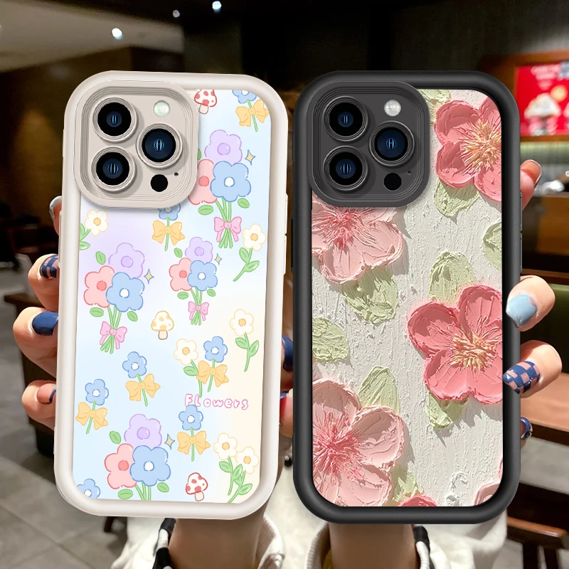 

Beautiful Flower Art For Apple iPhone 15 14 13 12 Pro Max Mini 11 XS X XR 8 7 6 Plus Eye Ladder Cover Capa Fundas Phone Case