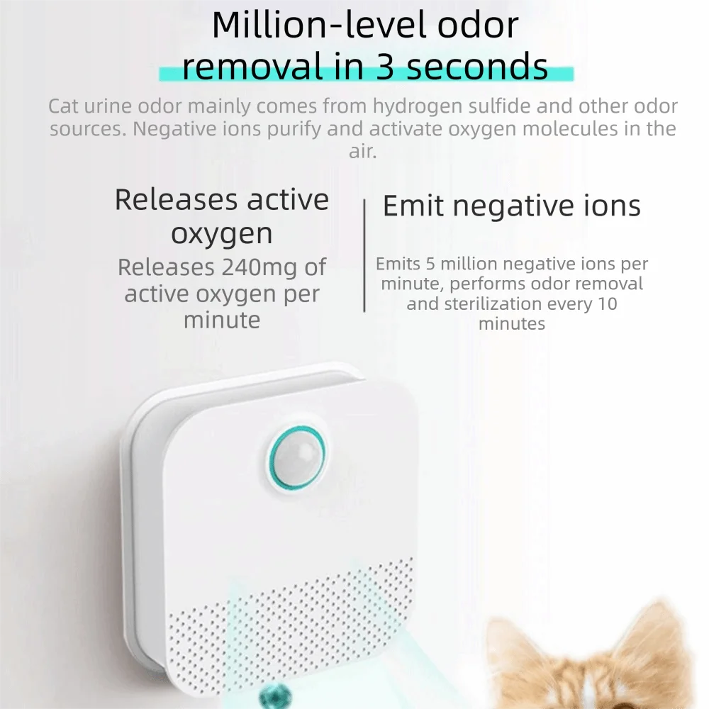 

Intelligent Cat Odor Purifier Rechargeable 4000mAh Pet Air Purifier Portable Wireless Pet Toilet Air Purifier Travel
