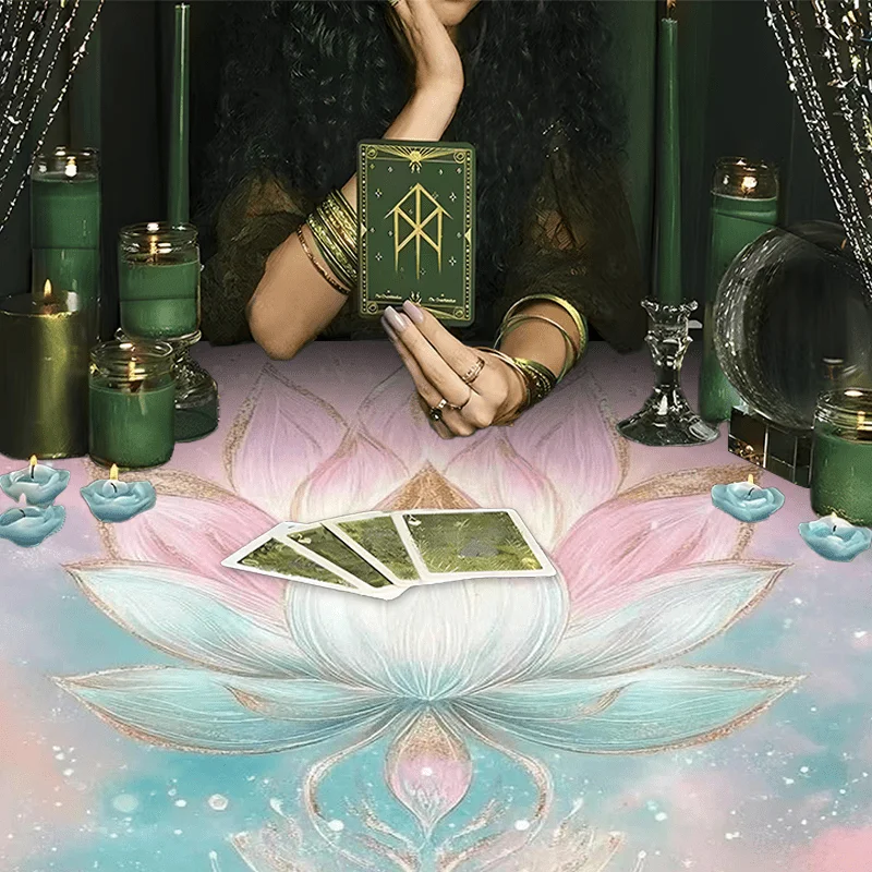 【Lotus Paradise】Tarot Tablecloth, Durable & Machine Washable, Divination Board Game Dual-Use Tablecloth