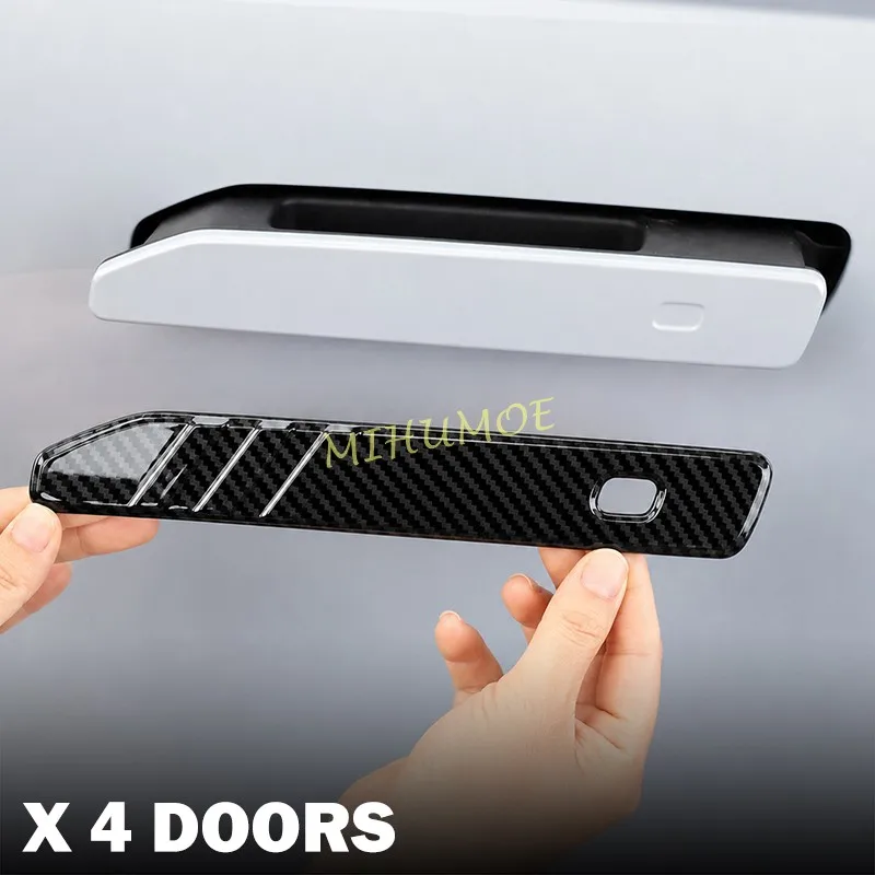 Carbon Fiber Car Exterior Door Handle Strip Cover Trims Accessories For 2023 2024 2025 2026 Jaecoo 7 / J7