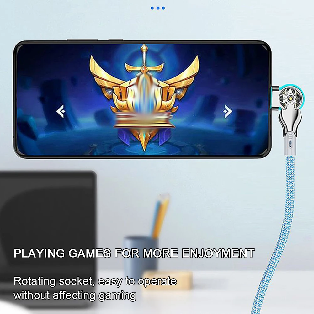 1M 2 ios Type-C Double Hand Rotatable Charging Data Cable Portable USB Fast Charging Cord For Phone Tablet Accessories