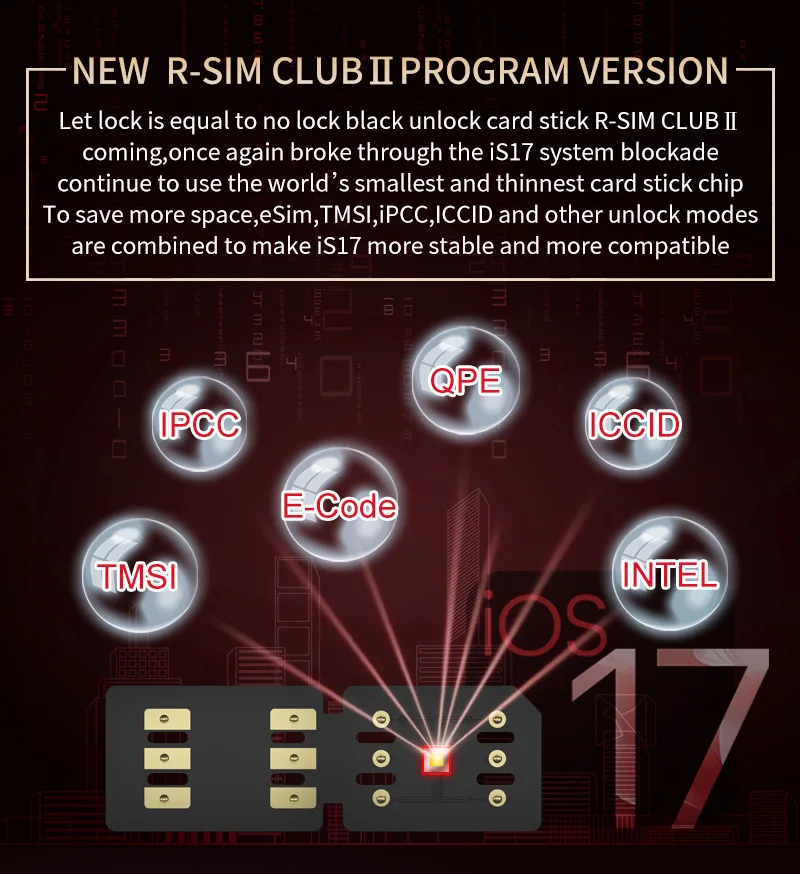 R-SIM CLUB 2 Stable Unlocking Sim Card for IOS 17 Version Signal RSIM Unlock Sim Card Dual Chip Rsim 19 For Iphone 11/15 PRO MAX