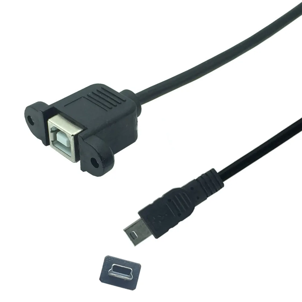 0.3M 0.5M Type B Female Printer to Micro USB Mini USB Type-c Male Extension Cable With Panel Mount Screw