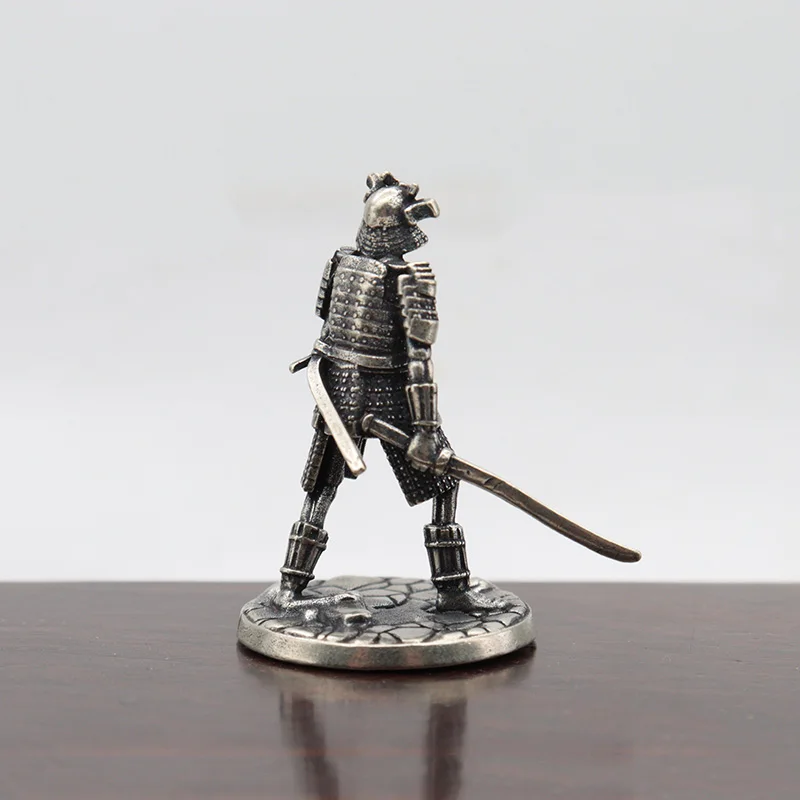 Vintage White Brass Japanese Shogunate Skeleton Warrior Archer Soldier Figurines War Chess Pieces Small Ornament Home Decoration view 3