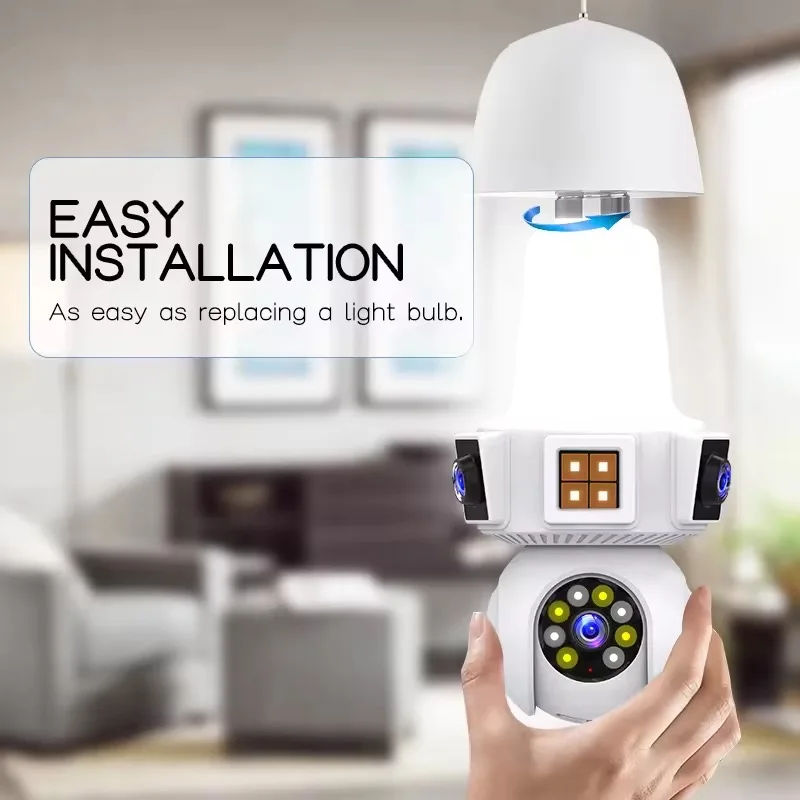 6MP V380Pro Dual Lens E27 Full Color Wireless PTZ IP Dome Camera AI Humanoid Detection Home Security CCTV Baby Monitor