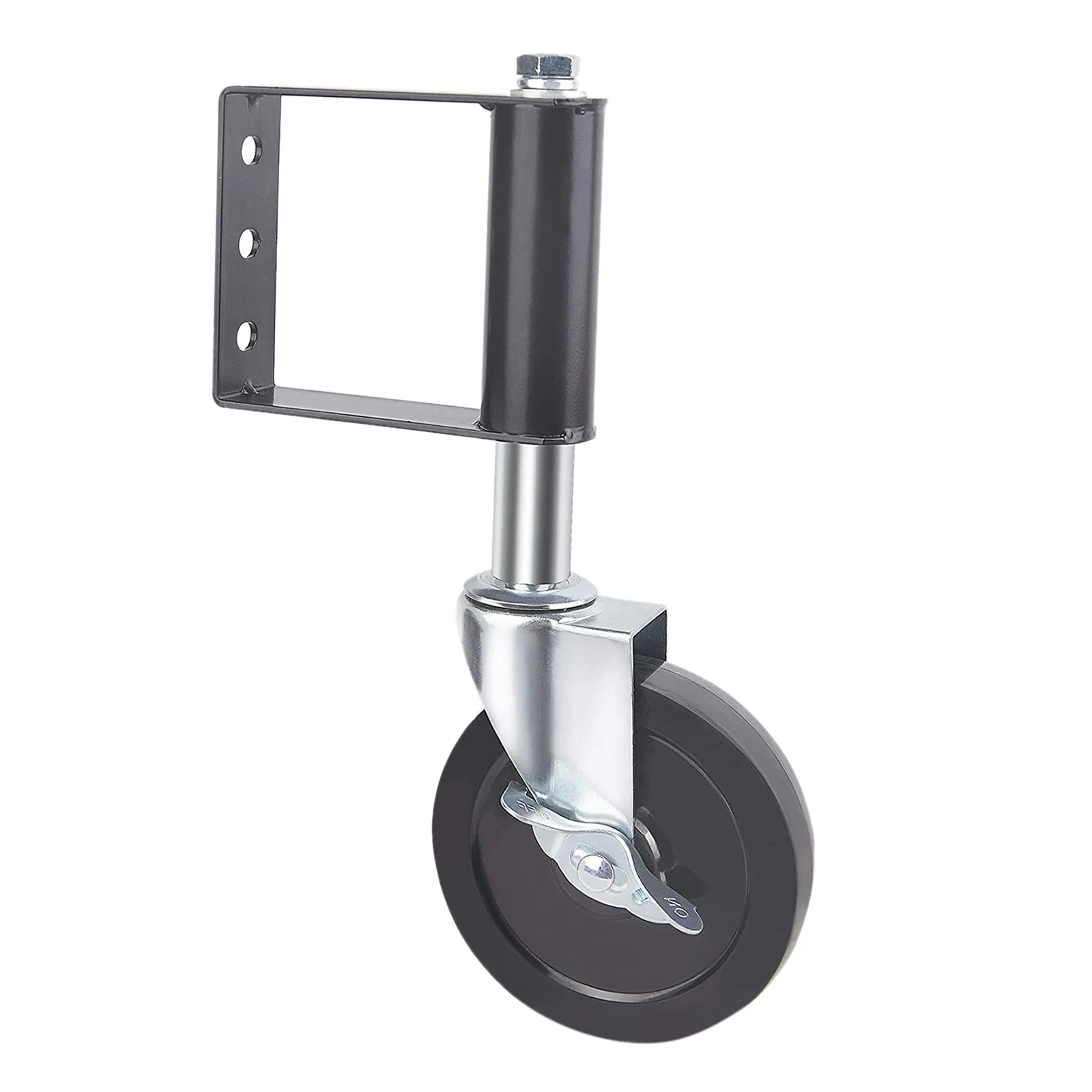 Universal Rolling Metal Fence Gate Wheel High Load Rubber Caster with Brake for Farm Swing Gates Installation