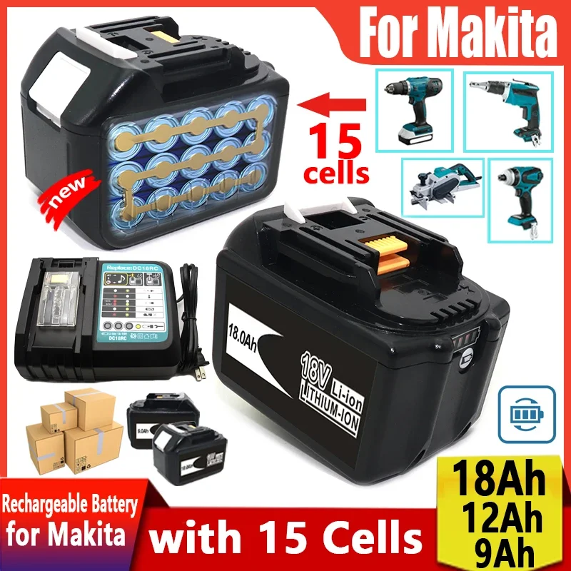 

15-ядерный Аккумулятор для Makita 18 в, 18AH Li-Ion сменный LXT BL1860B BL1860 BL1830 DHP482RFX9 BL1815 LXT400 для беспроводных дрелей