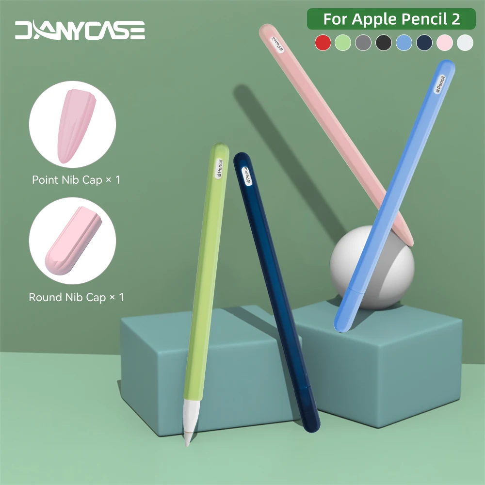 Silicone Pencil Case For Apple Pencil 2nd iPad Pencil Skin Soft Silicone Protective Cover Stylus Pen Funda Two Caps