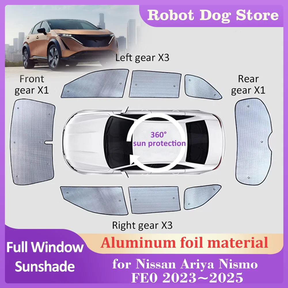 

Автомобильные солнцезащитные очки для Nissan Ariya Nismo FE0 2023 ~ 2025 2024, окна на крыше, солнцезащитный козырек, боковая занавеска на лобовое стекло, солнцезащитный козырек, аксессуары