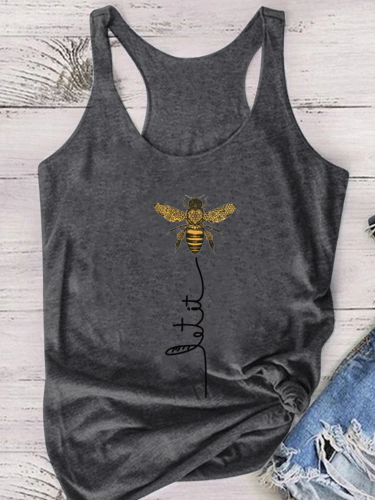 

Seeyoushy Bee Kind Print Tank Tops Women Summer O-Neck Sleeveless Casual Streetwear Tops Harajuku T Shirt Femme Holiday Clothes