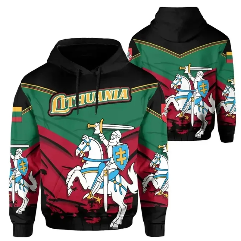 New Autumn 3D The Flag Of Lithuania Emblem Printed Hoodies Men Fashion Cool Pullovers Unisex Harajuku Hooded Sweatshirts Clothes