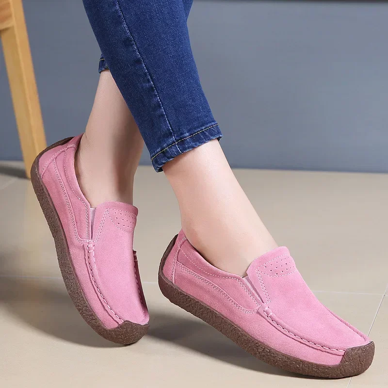 Women Slip on Loafers Shoes for Ballet Flats Ladies Spring Microfiber Retro Flats Shoes Female Spring Moccasins Casual Sneakers