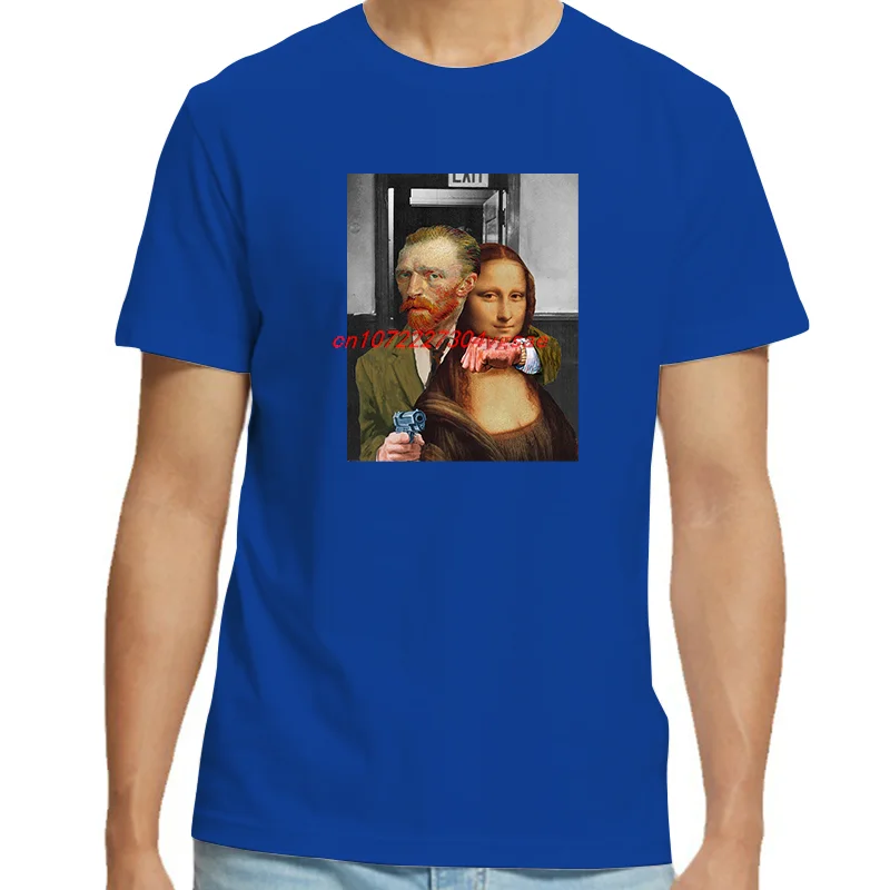 Novelty Punk Men Gunner Mona Lisa Funny Tops & T-Shirt New Arrival Goods High Quality Short Sleeve Tee Cotton Men's T-Shirts