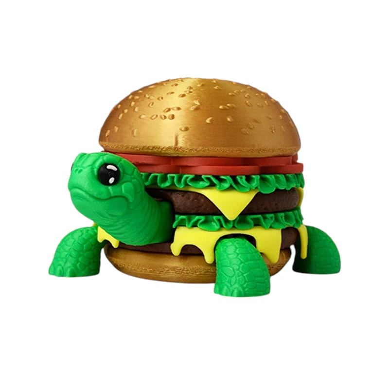 

3D Printed Hamburger Turtle Detachable Joint Movable 2.4in Desktop Ornament Toy,Festival Gifts,Desk Animals Toy