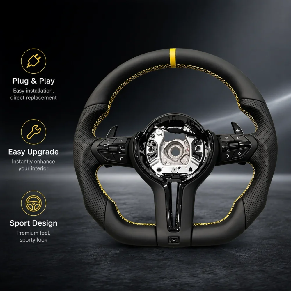 Steering Wheel With Yellow Mark For BMW E90 E70 E84 F30 F31 F34 F36 F20 F21 F22 F25 F26 F15 F10 F01 F02 F06 F11 F80 M3 F82 F90
