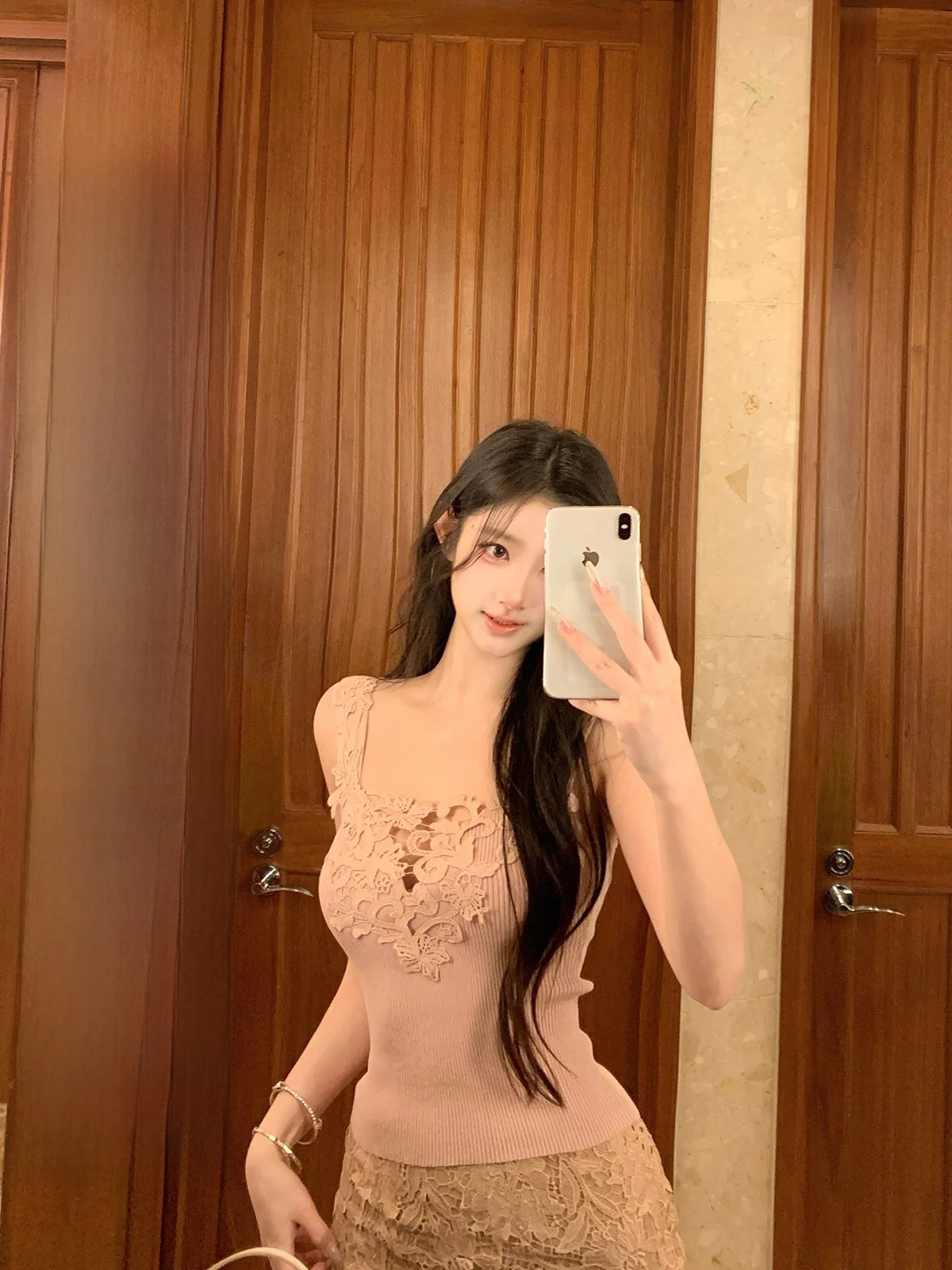 

Sexy Lace Bralette Camisole Hotdog Spicy Pure Desire Slim Fit Inner Wear Tank Top Casual Style round Neck Short Length