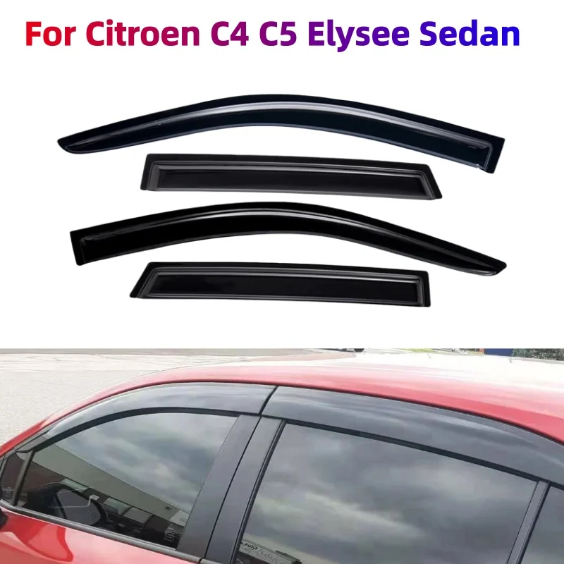 For Citroen C4 C4L C5 Elysee Sedan Window Visors Rain Sun Guard Vent Wind Deflector Weathershield Moulding Trim Cars Accessories