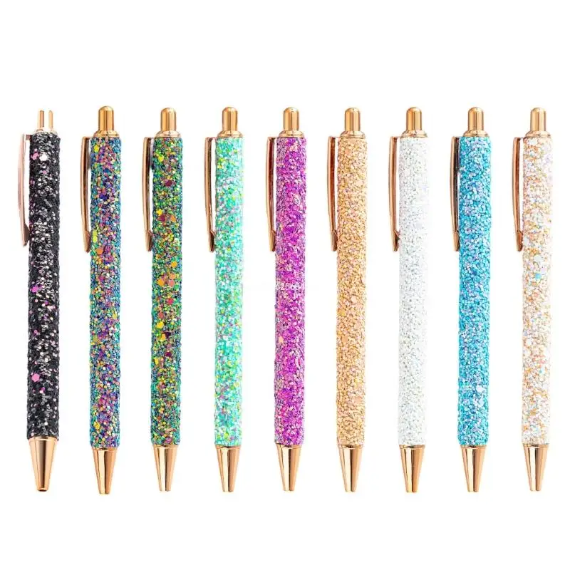 

Stylish Metal Retractable Ballpoint Pen Colorful Sequins Journaling Pen for Girl Dropship