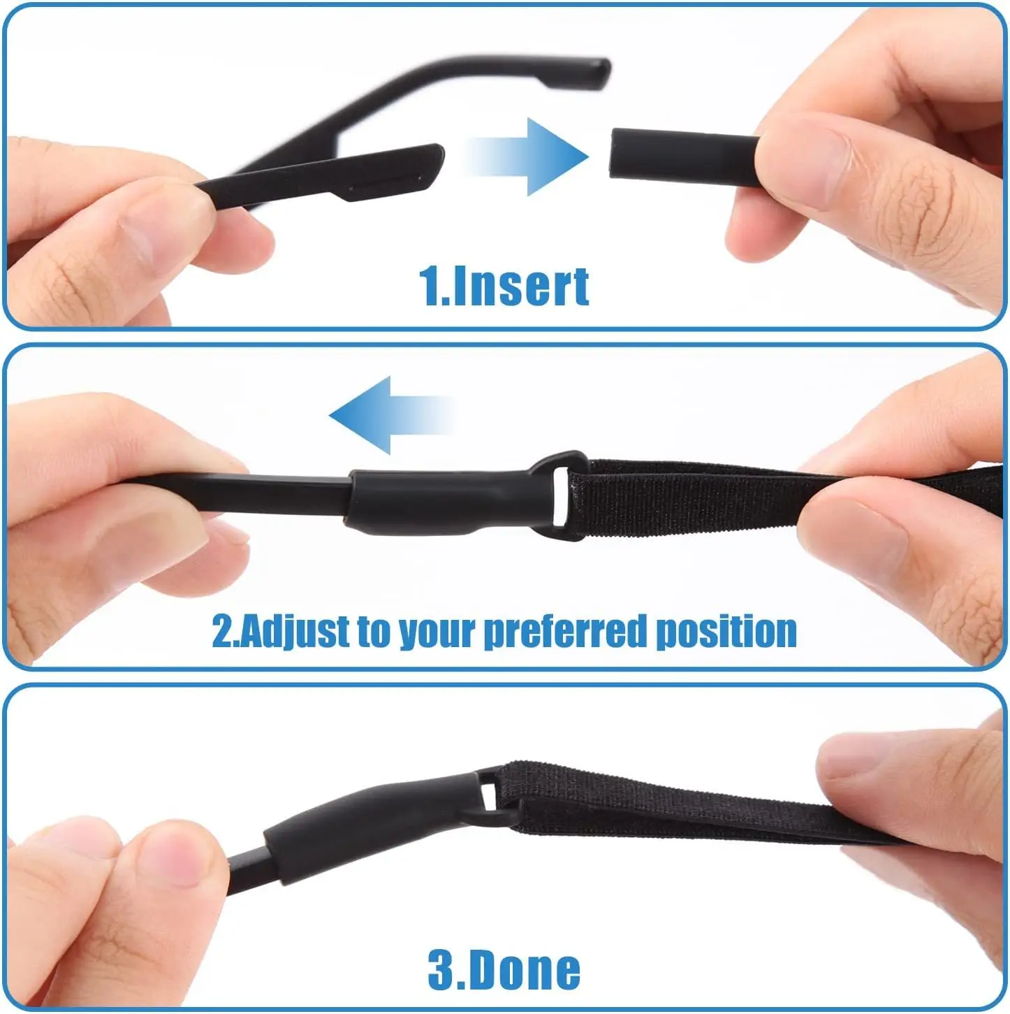4Pcs Adult Glasses Straps (8.3-13in) - Adjustable Sports Sunglasses Eyeglasses Holder Straps Eyewear Retainers - view 4