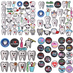14-40PCS Cartoon Teeth Health Dentist Nurse Day Cavity Free Kid Toothbrush PVC Shoe Charms Sandals Shoes Decoration Accessories 