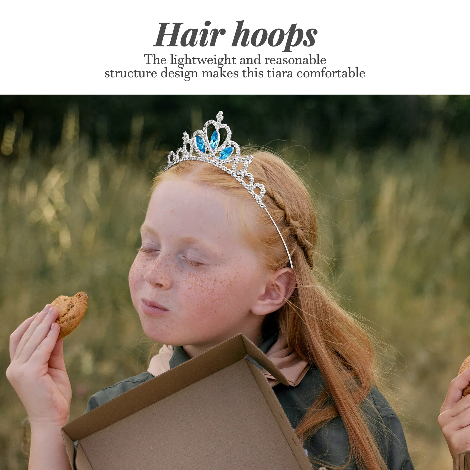 

Crown Headb Rhinestone Lightweight Comfortable Design Fashion Headdress Party Photo Tiaras Blue Heart Hoops Hair