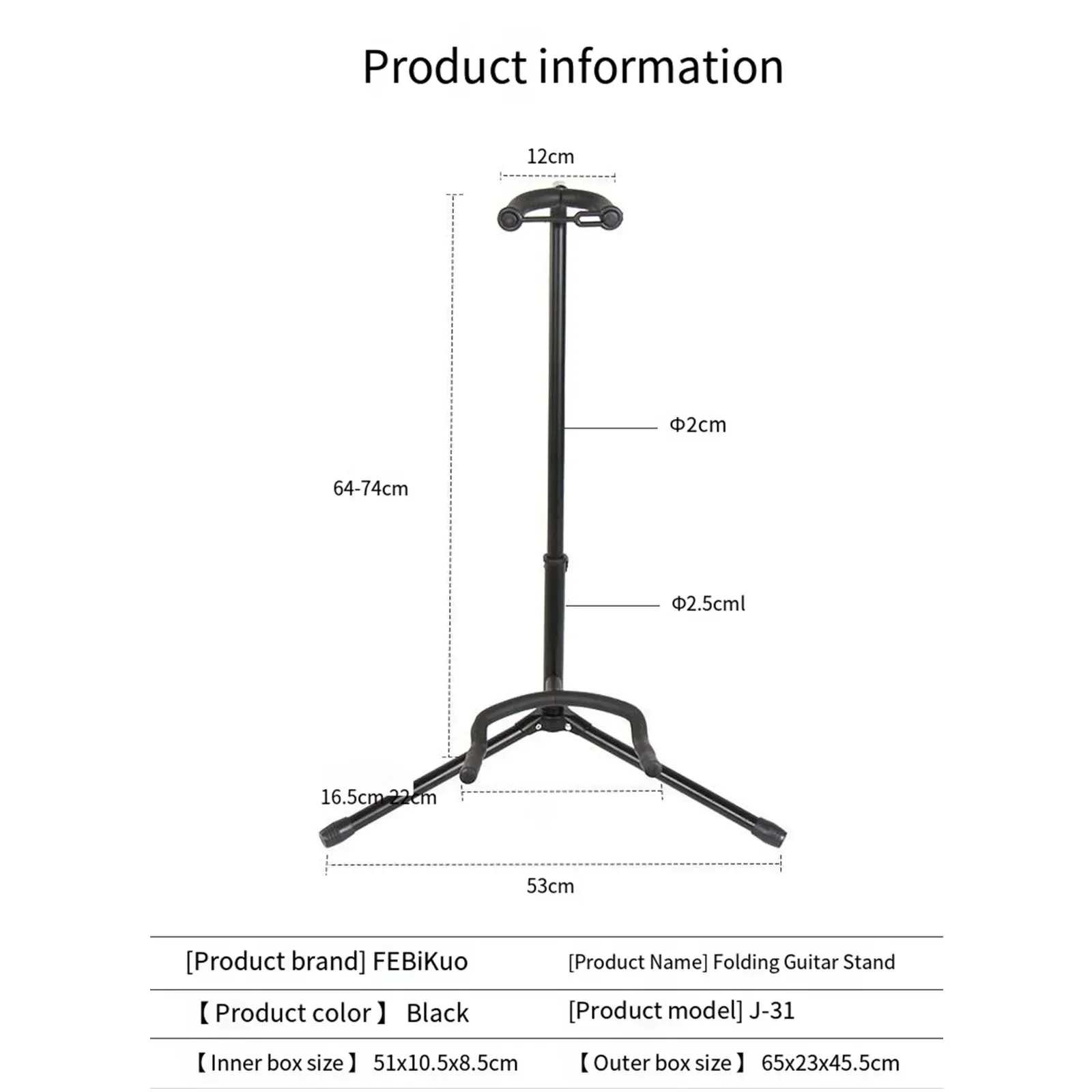 Black Metal Ukulele Guitar Stand Floor Guitar Stand Folding Stable Tripod Holder with Tripod for Acoustic Electric Guitar Bass