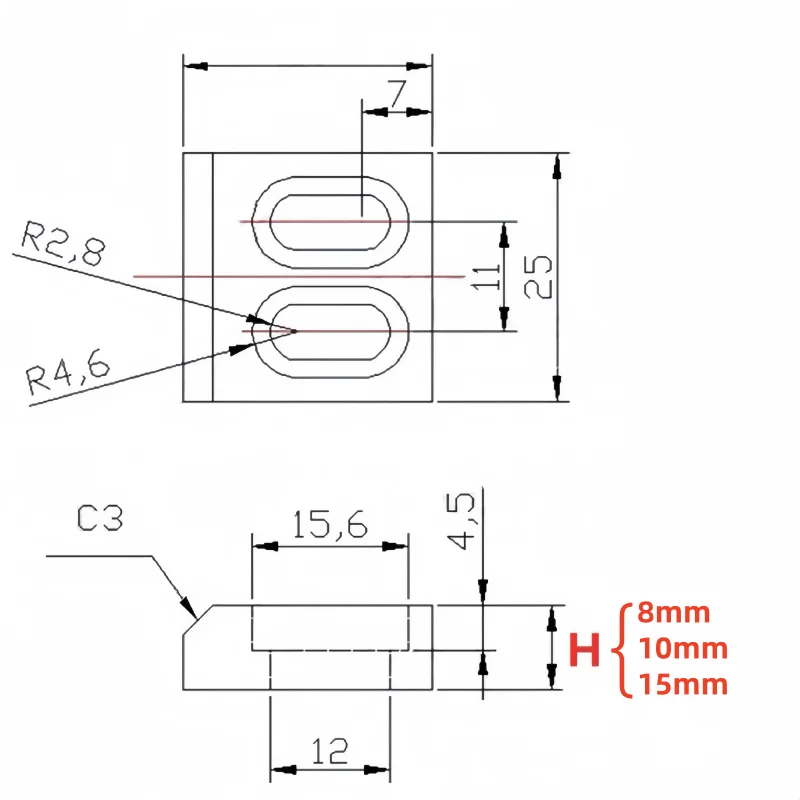 1PCS ICT Fixture Block ATE Tooling Black Positioning Block Functional Fixture Test Rack Plastic Block 25*25*8mm/10mm/15mm block