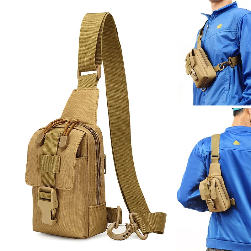 Tactical Chest Bag Outdoor Men Shoulder Bag Mini Pack Small Travel Mobile Phone Pouch Hiking Hunting Crossbody Bag