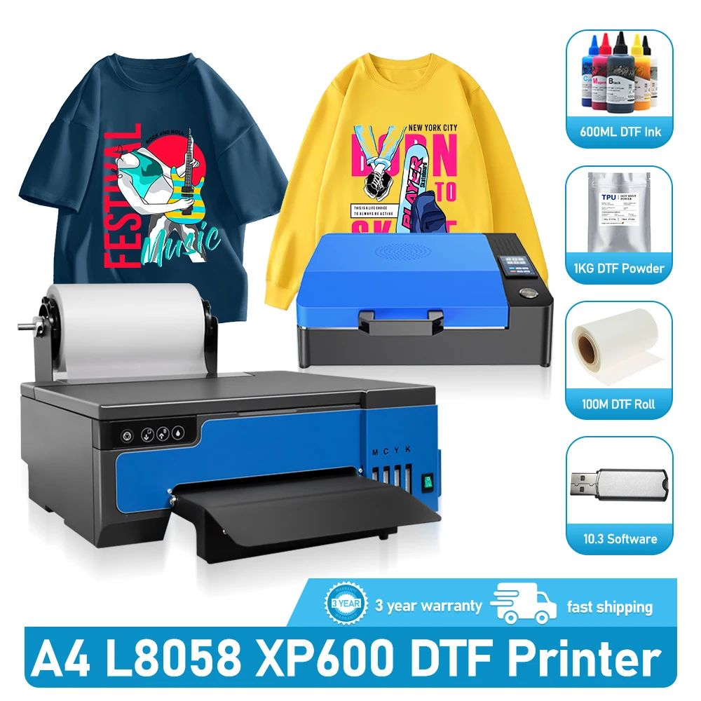 

A4 DTF Printer XP600 DTF T-shirt Printing Machine A4 DTF Printer Bundle with Roll Feeder For Textile A4 L805 XP600 DTF Impresora