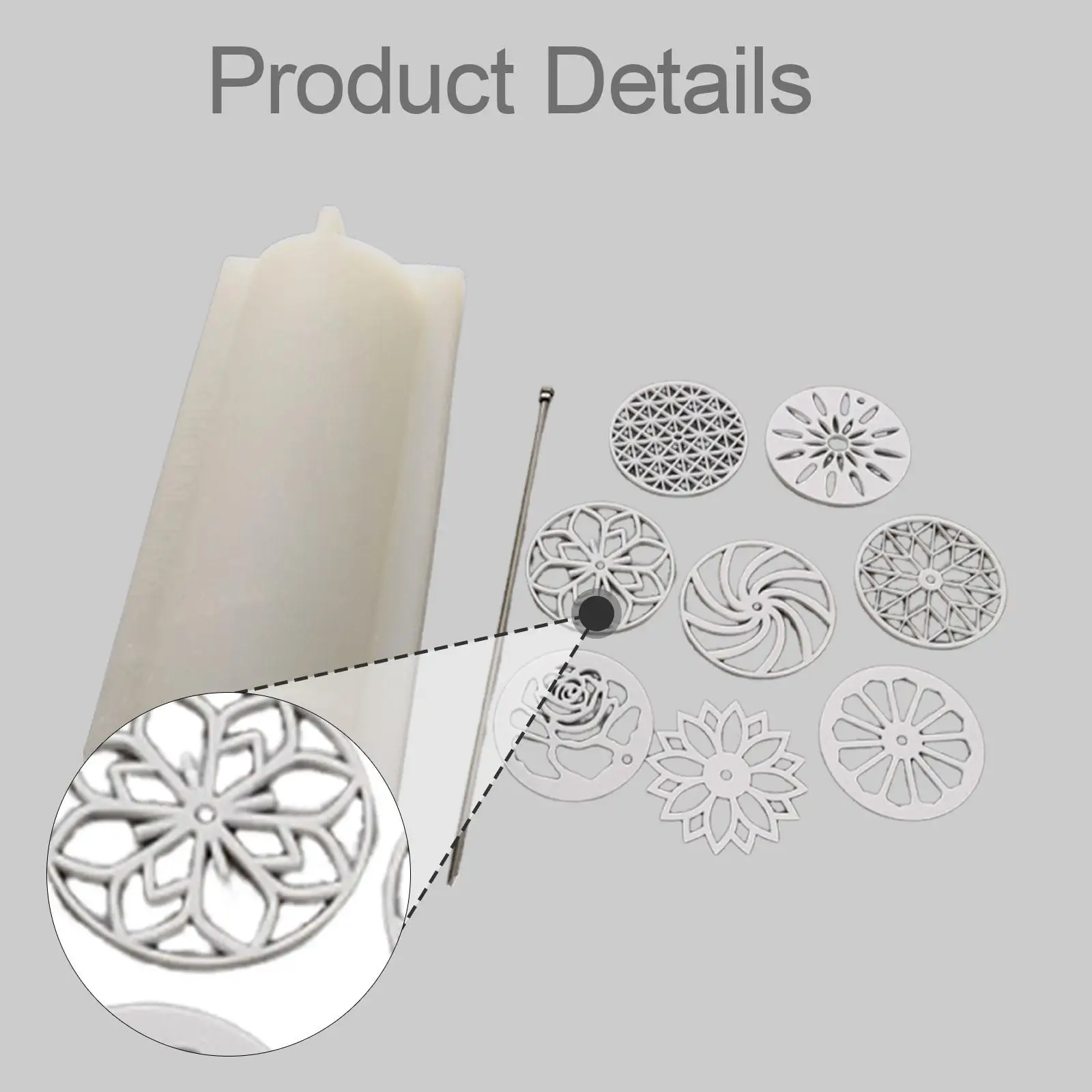 

Soap Kaleidoscope Pull through Mold Tear Resistant Silicone Tube Column Mold for Candy Pudding Candles Soap Round Decorations