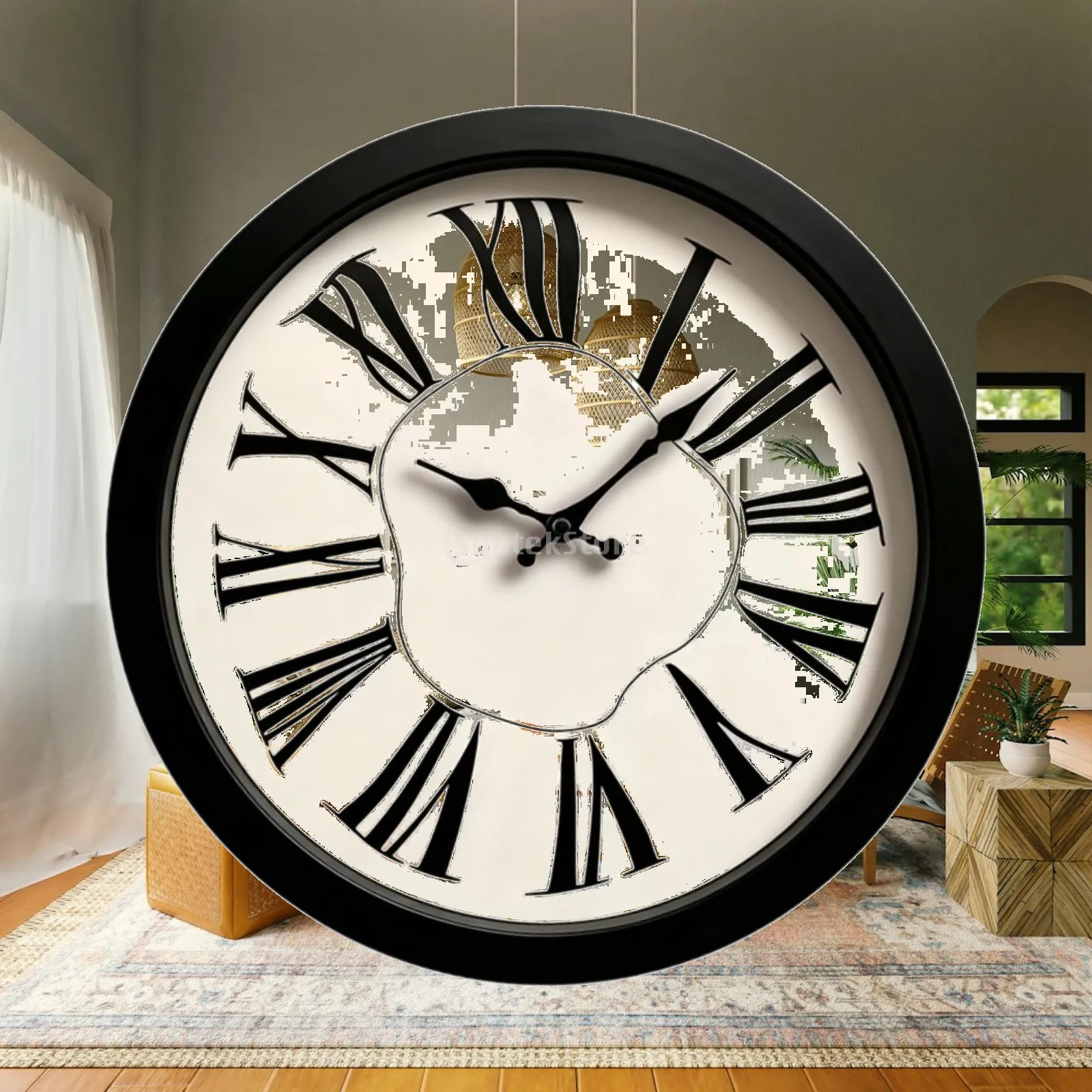 Black Wall Clock Silent Non Ticking Farmhouse Decor Easy Read Analog Timepiece for Modern Living Room