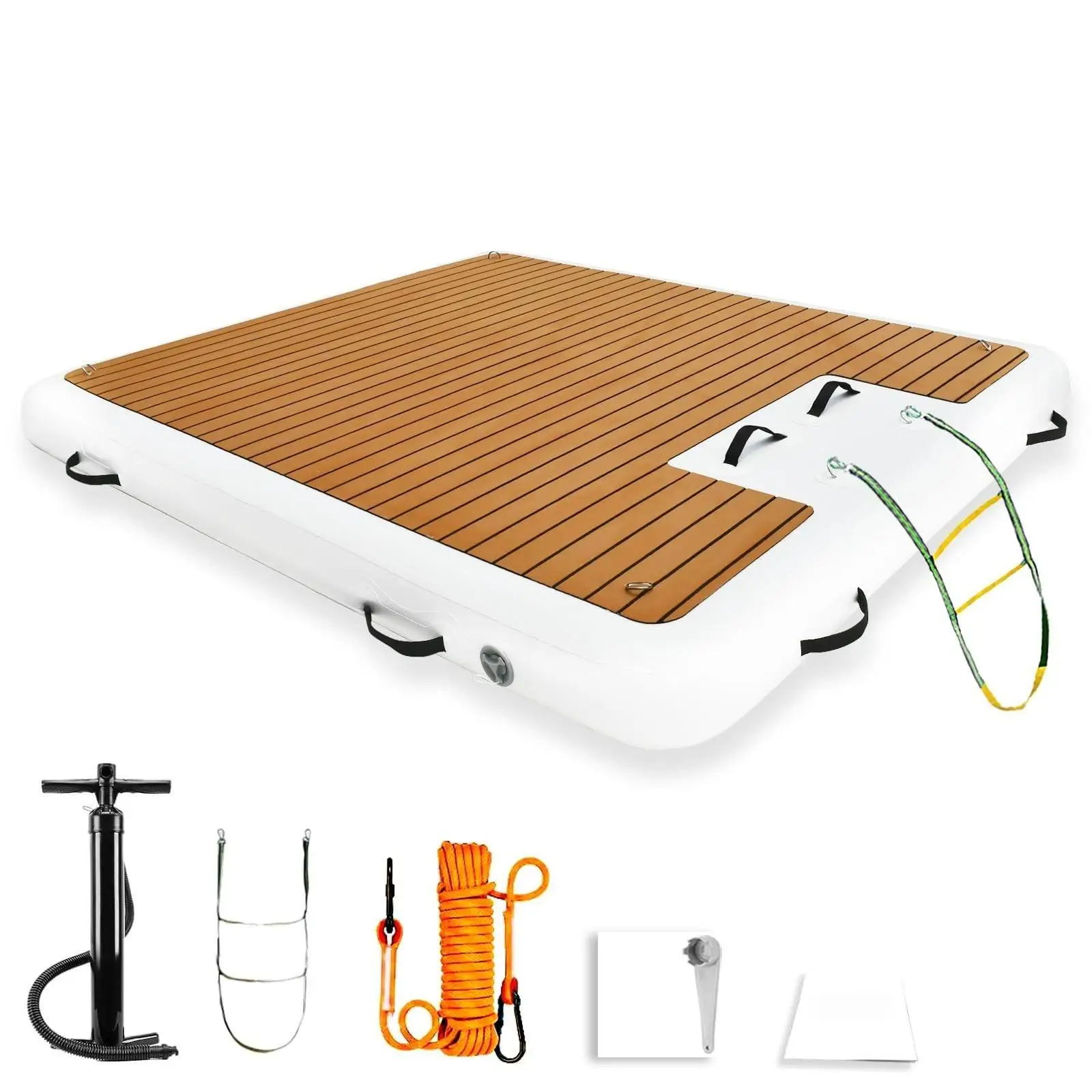 Wood Grain Thickened Non-slip Safety Inflatable Floating Dock Floating Dock Swim Platform Raft For Pool Lake Beach