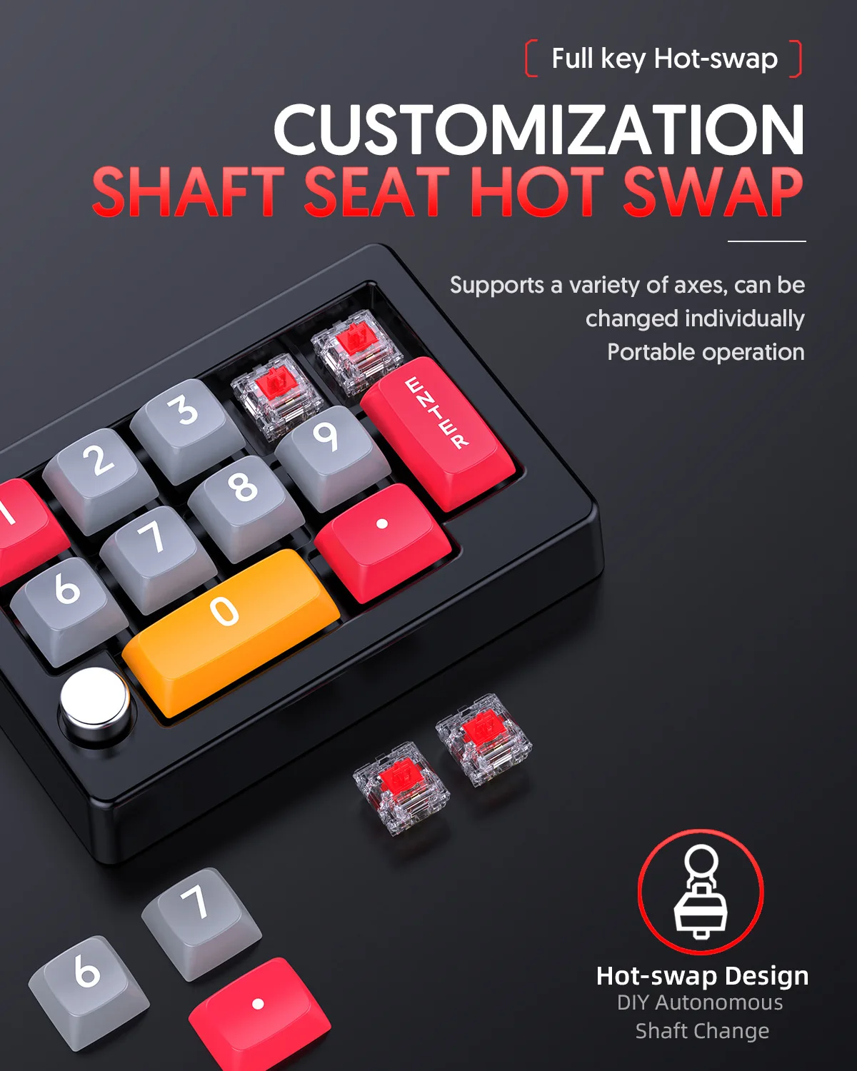 K808 Wired Mechanical Gaming Keypad RGB Light Hot-Swappable Programmable Macro Keypad Numpad With Knob For E-Sports Office