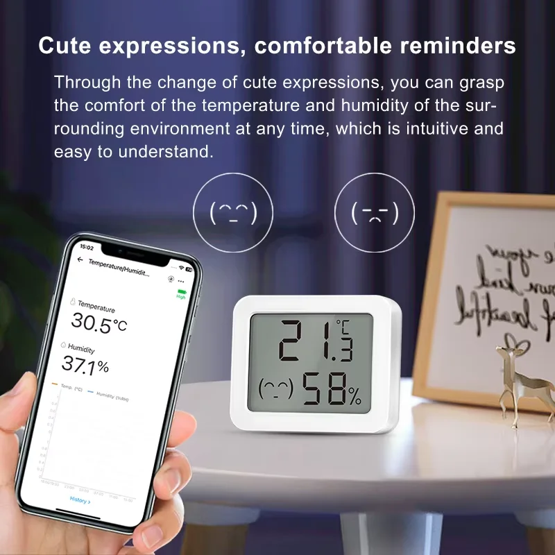 EWeLink Zigbee 3.0 Temperature & Humidity Sensor, Low Power Consumption, Real-Time Monitoring, Compatible With Alexa And Google.
