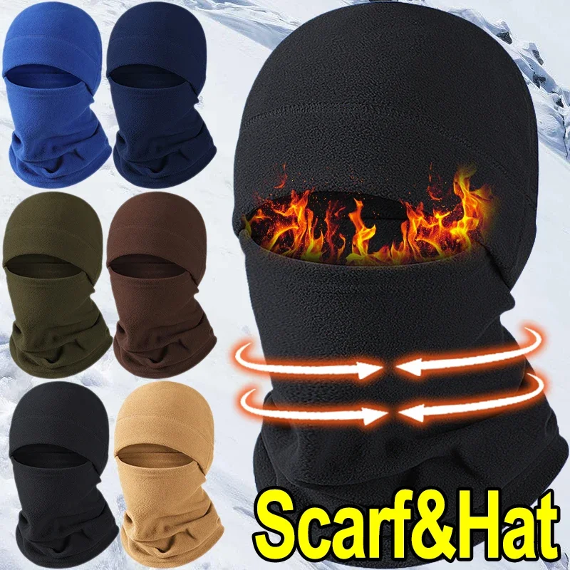 Winter Polar Coral Hat Fleece Balaclava Men Face Mask Neck Warmer Beanies Thermal Head Cover Tactical Military Sports Scarf Caps