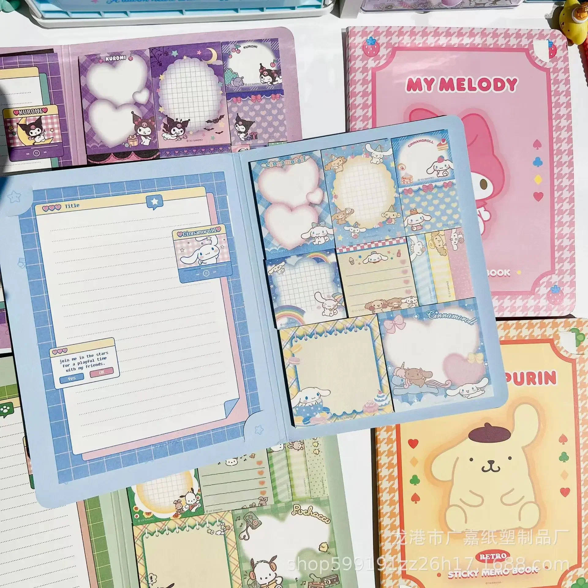 Sanrio mymelody Kuromi Cinnamoroll Sticky Notes Memo Pad Diary Stationary Flakes Scrapbook Decorative