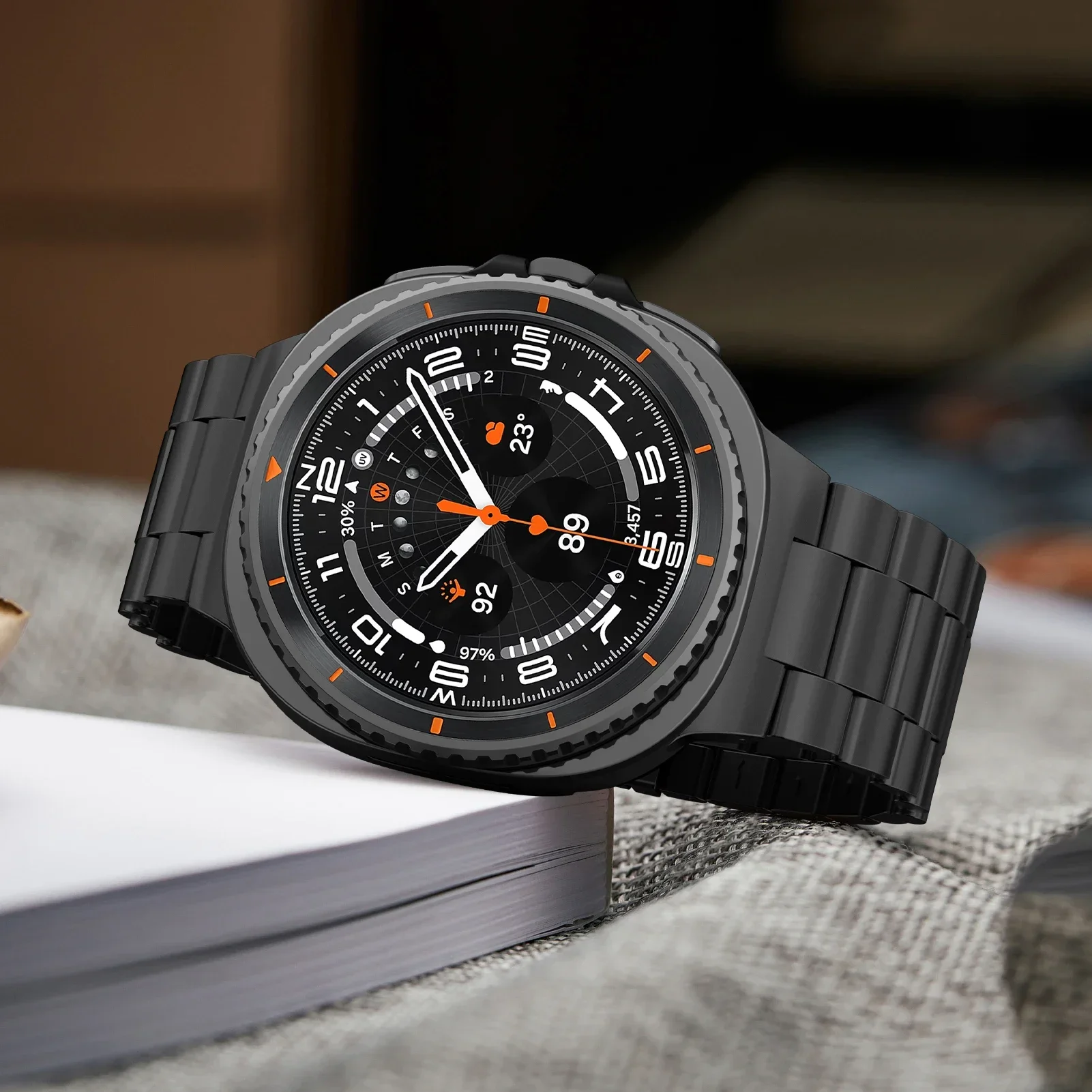 حزام معدني لساعة سامسونج جالاكسي الترا 2025 47 ملم سوار معصم بدون فجوات لساعة سامسونج جالاكسي 8 44 ملم 40 ملم/8 كلاسيك 46 ملم