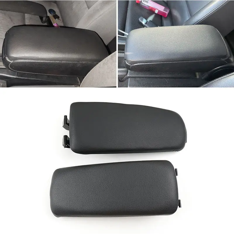 For Audi A4 B6 B7 S4 A6 C5 Black Soft Artificial Leather + ABS Plastic Car Interior Center Console Armrest Storage Box Pad Shell