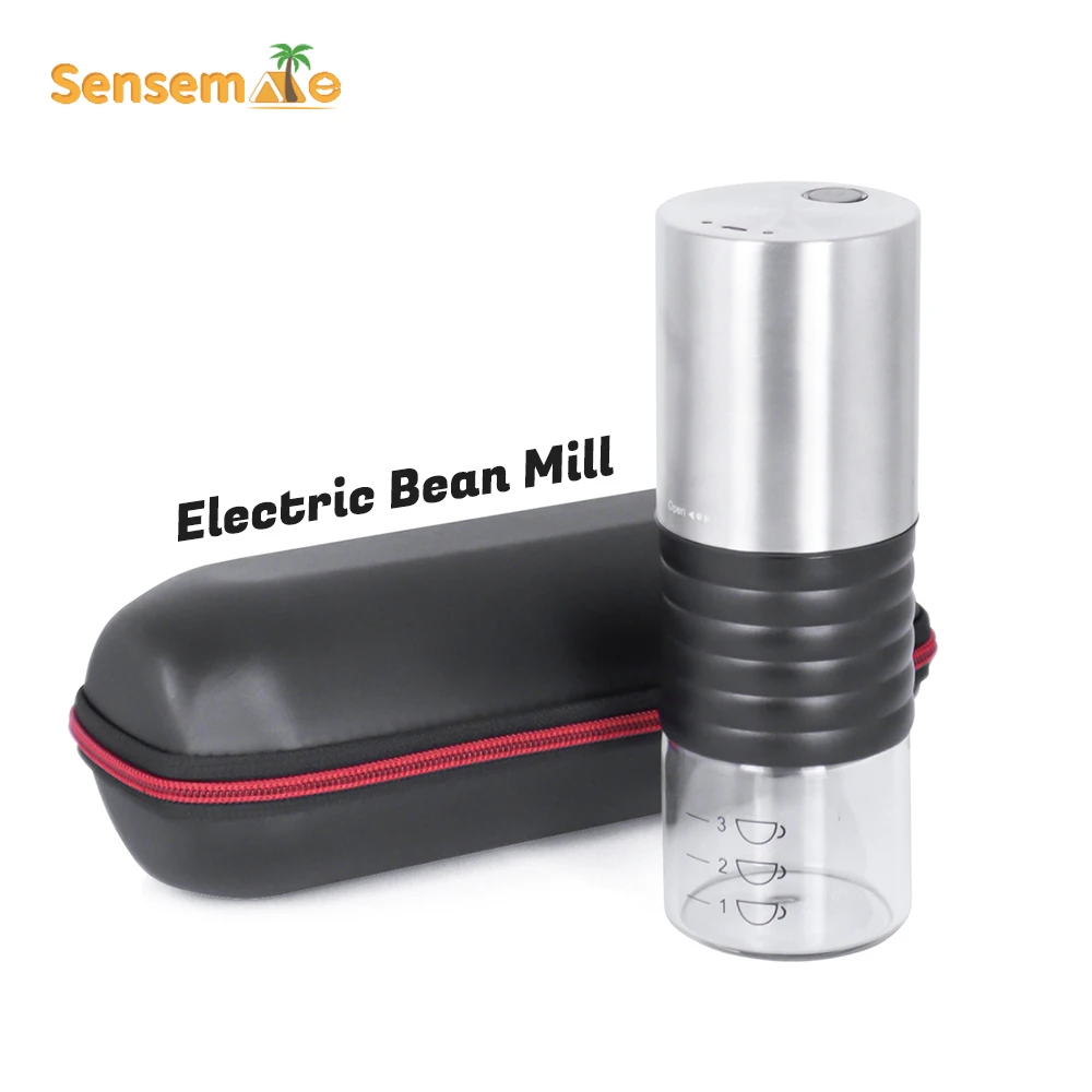 

SENSEMAKE Portable Advanced Electric Burr Core Coffee Grinder with Glass USB CNC Stainless Steel Burr Grinding 7 Stars