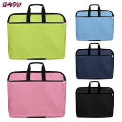 Waterproof Canvas Business Documents Handbag Double Layers Book A4 File Folder Holder with Handle Zipper Bag Big Capacity