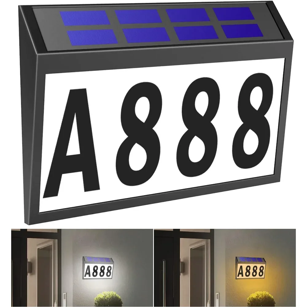 Lighted House Numbers Sign Plaque Address Numbers for Houses,Waterproof LED Solar Powered Address Sign for Houses Street Yard