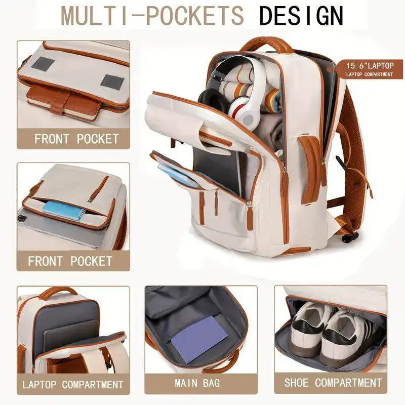 Ladies' Travel Backpack with Shoe Compartment Suitable15.6-inch Laptop Adjustable Shoulder Strap Backpack Casual Travel Backpack