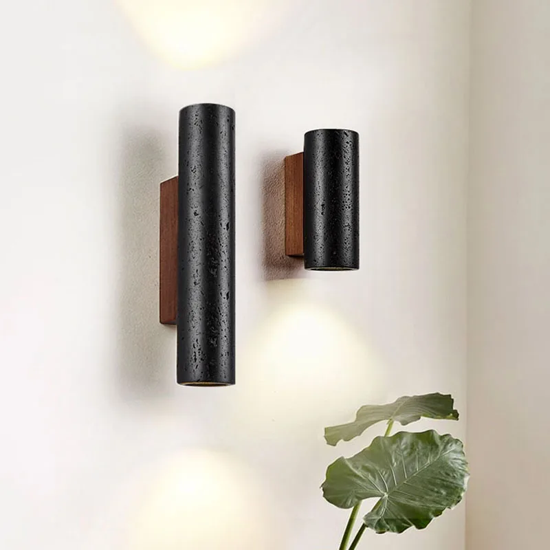 Modern Minimalist Wabi Sabi Black Hole Stone Led Light Circular Home Decoration Living Room Corridor Staircase Wall Lights