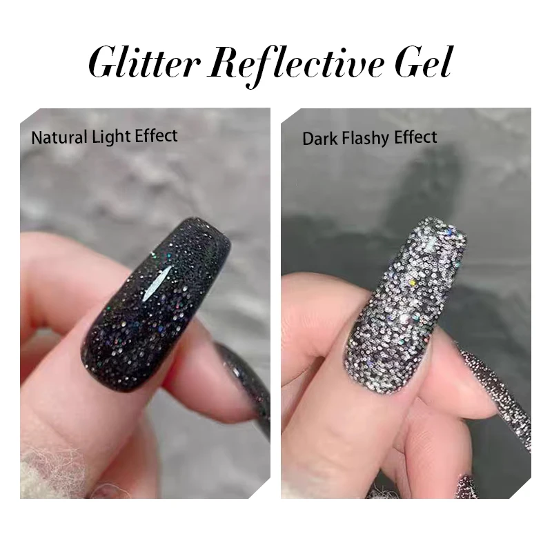 UR SUGAR 15ml paillettes réfléchissant noir vernis à ongles effet Flash brillant tremper UV Gel manucure coloré néon Nail Art vernis