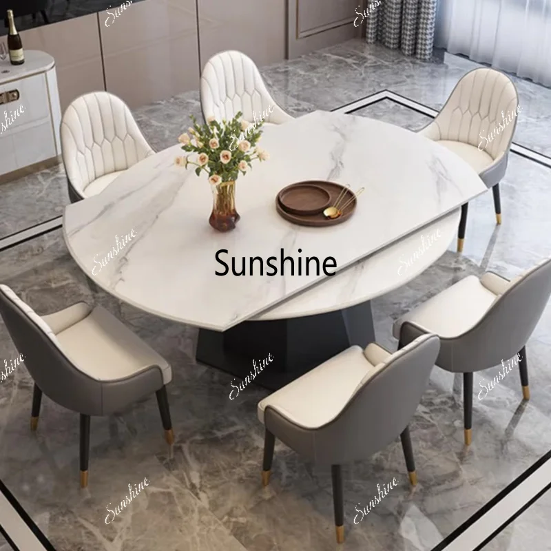 Round Sintered Stone Dining Table, Round Dining Room Table Set With 4 Chairs Bjflamingo Marble Sintered Stone Dining Table Set