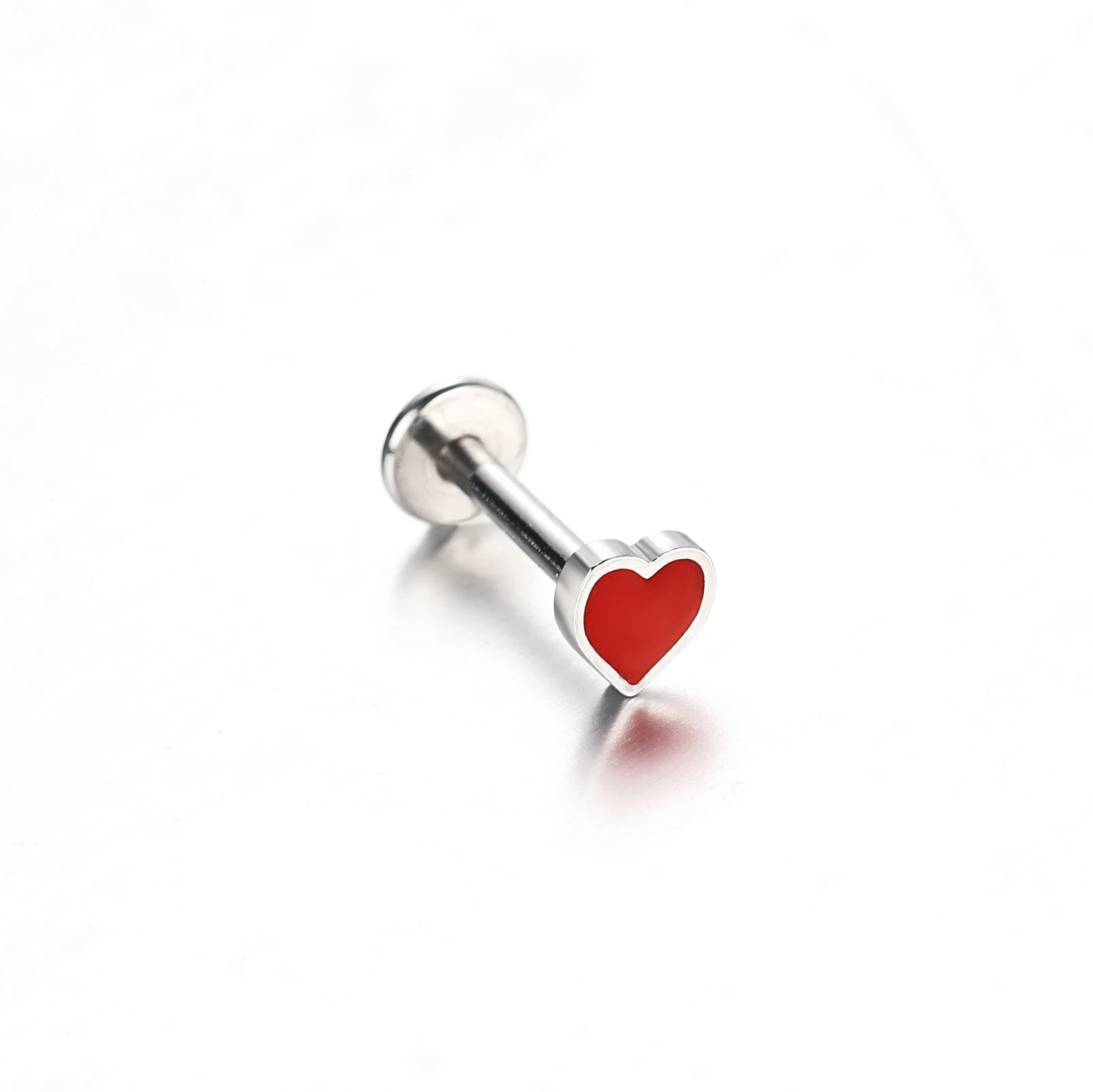 ZS 1 조각 16G 스테인레스 스틸 Labret 립 피어싱 스페이드 하트 다이아몬드 클럽 모양 귀 연골 Tragus 헬릭스 피어싱 6MM/8MM