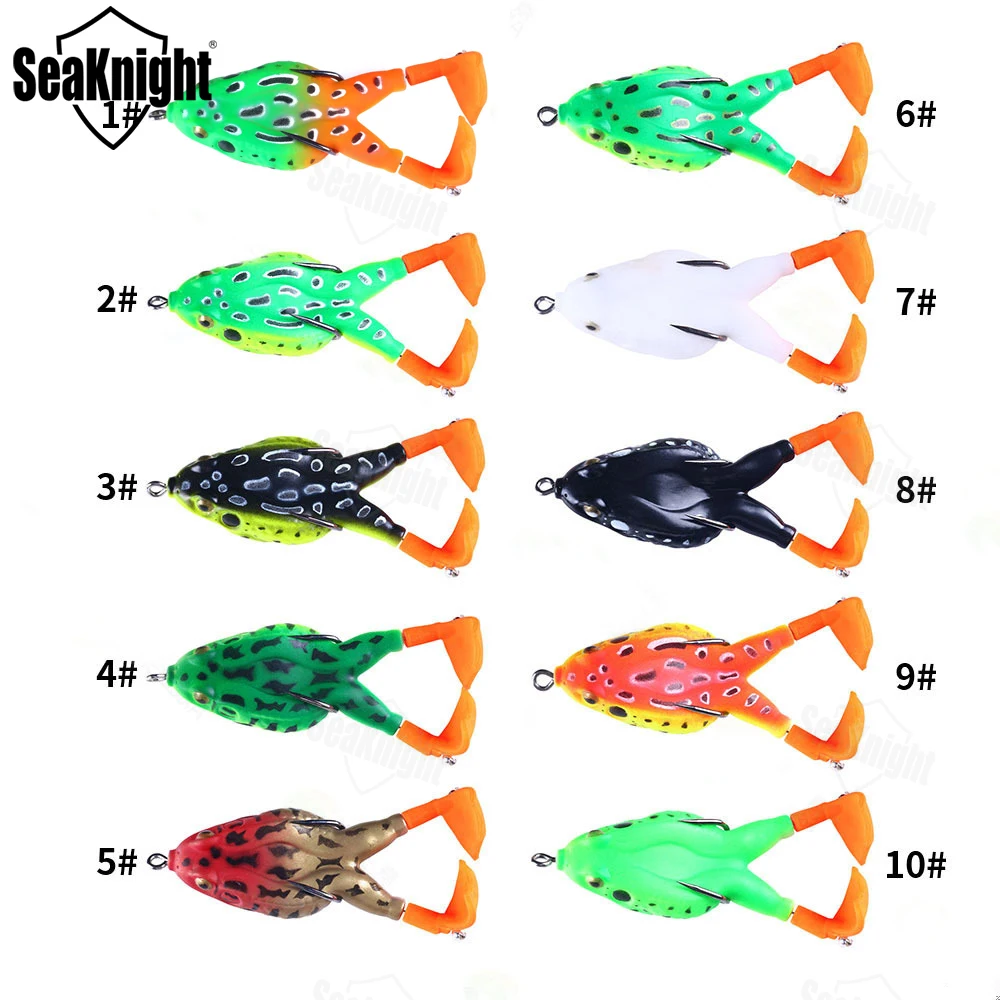 2022 Seaknight Double Helix Artificial Frog Fishing floating Lure bass Catfish baits Pikes lures 3D Eyes 10 Colors Silicone soft