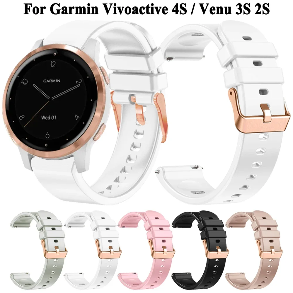 18mm Women Silicone Smart Watch Strap Wristband For Garmin Vivoactive 4S Venu 3S 2S Forerunner 265S 255S Bracelet Watchband