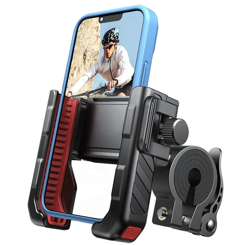 

ftvae Joyroom Universal Motorcycle Phone Holder Half Enclosure Design Bike Bicycle Phone Mount Quick Lock For iPhone 4.7"-7" Pho